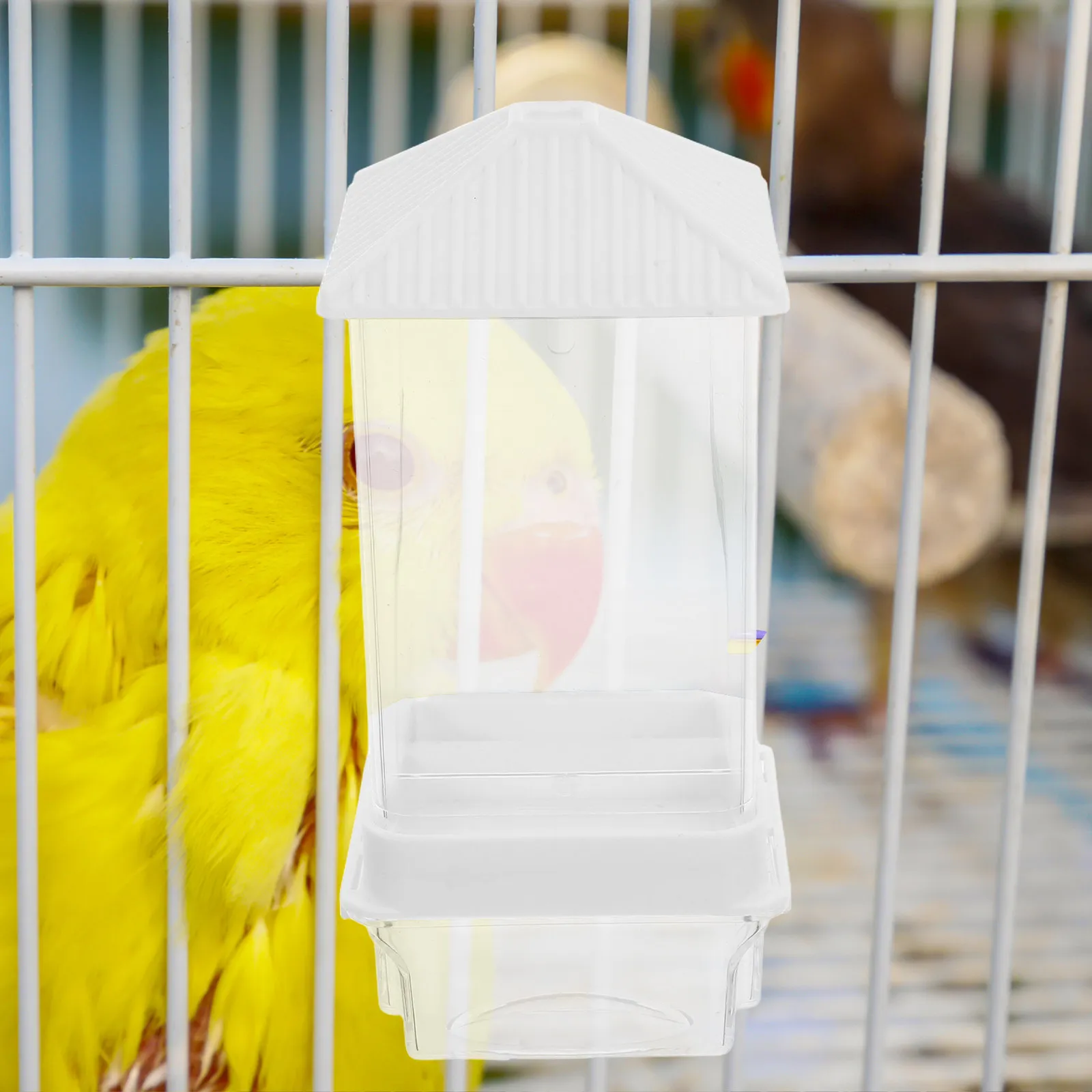 Automatic No-Spill Bird Feeder Plastic Parrot Feeding Dish Budgie Lovebird Anti-Spill Food Box for Home and Pet Birds view 5