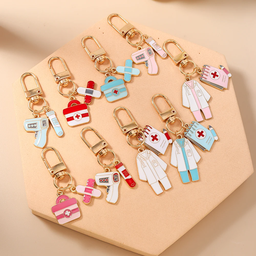 Aihua Cartoon Infusionspumpe Thermometer Chirurgische Maske Schlüsselanhänger Medizinische Werkzeuge Anhänger Für Frauen Männer Krankenschwester Arzt Geschenke – Detail 6