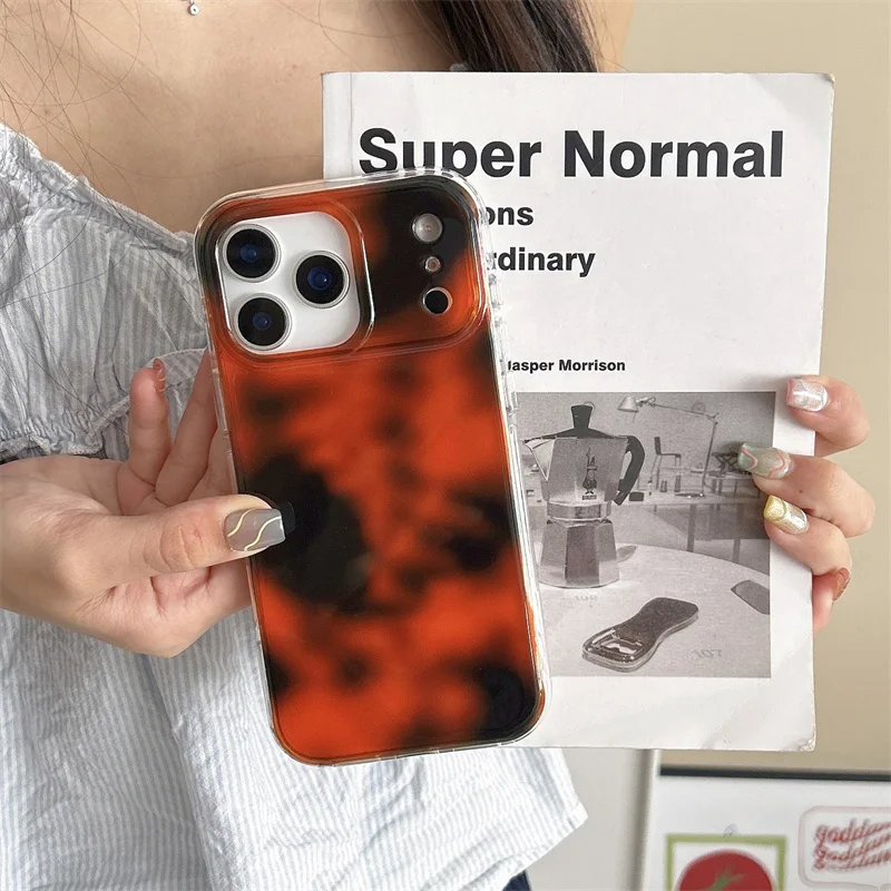 

Fashion Brown Red Leopard Print Phone Case For iPhone 17 Pro 14 15 16 Pro Max Cover Shockproof Cases For Apple iPhone 16Pro Capa