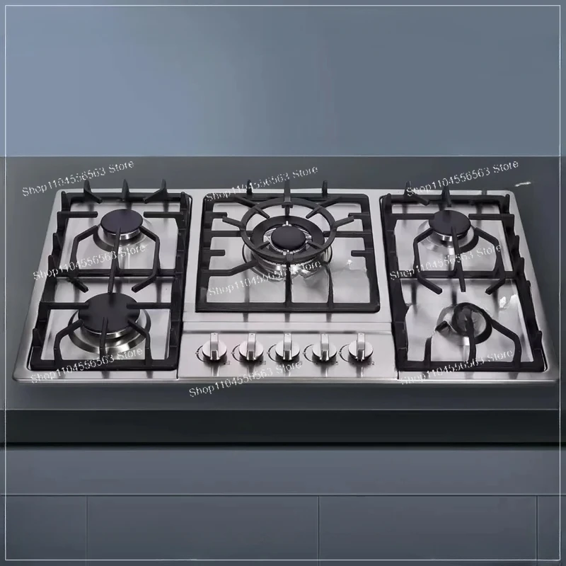 34 Inch Cooktop Stainless Steel Built-In 5 Burners Stovetop LPG/NG Convertible Gas Stove Top Dual Fuel