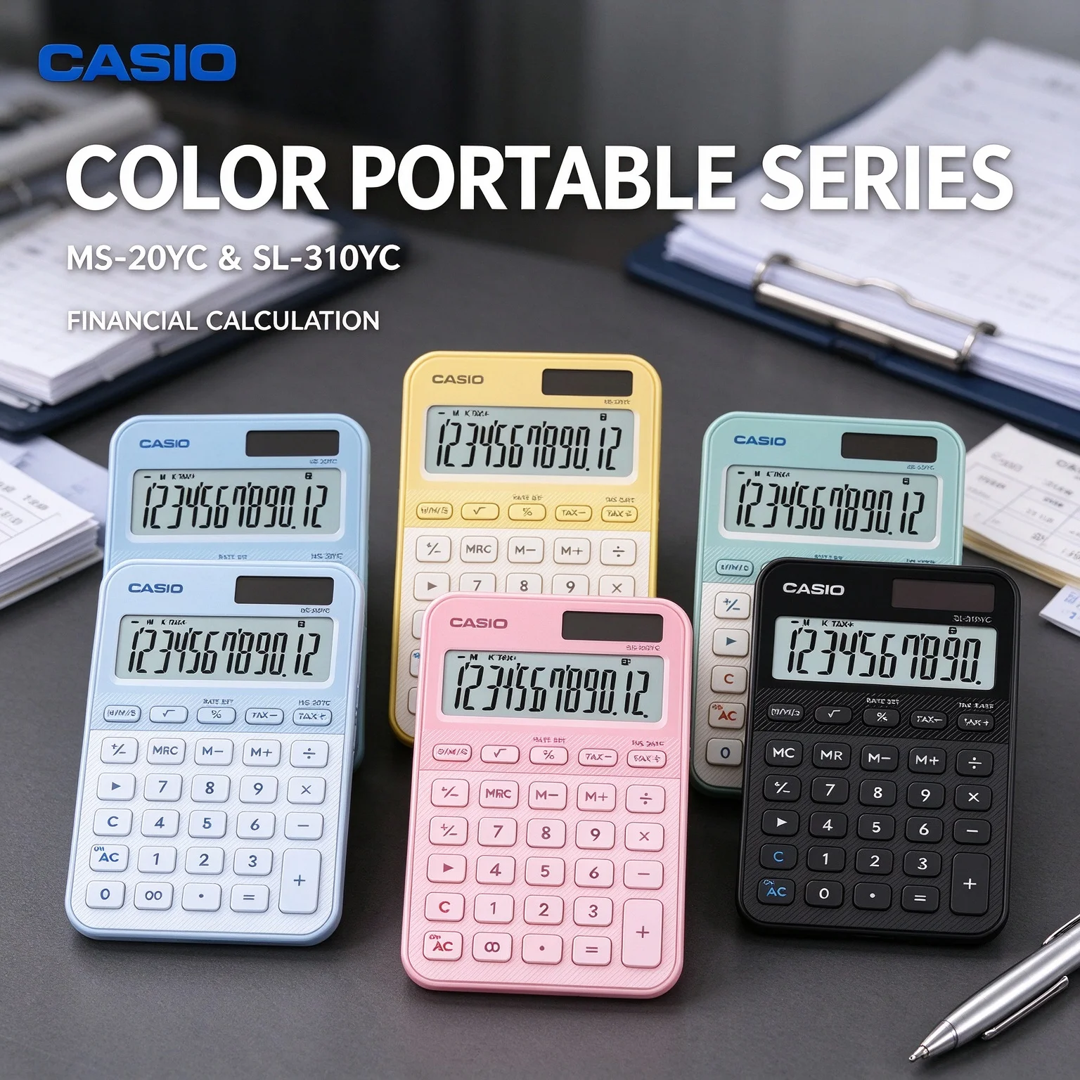 Casio MS-20YC SL-310YC Desktop Calculator Solar Dual Power Large LCD Screen for Business Office Student Accounting Calculation