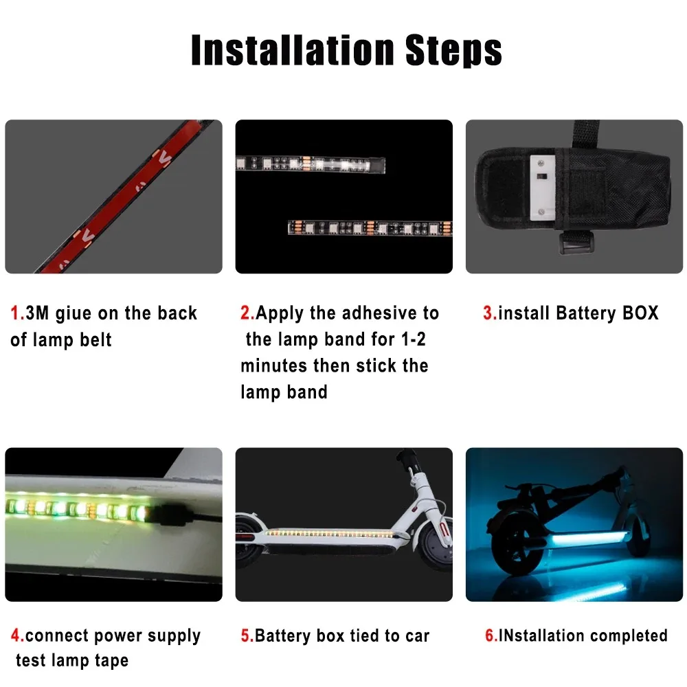 LED Strip Light Flashlight Bar Lamp For Xiaomi M365 pro for ninebot max G30 Electric Scooter Night Light Long Light Flash Model