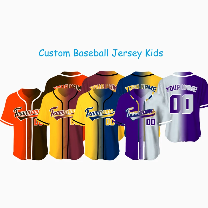 Custom Baseball Jersey Kids/Youth Sublimation Blanks Shirt Exercise Team Game Tracksuit Quick Dry Sportwear Training T-shirts