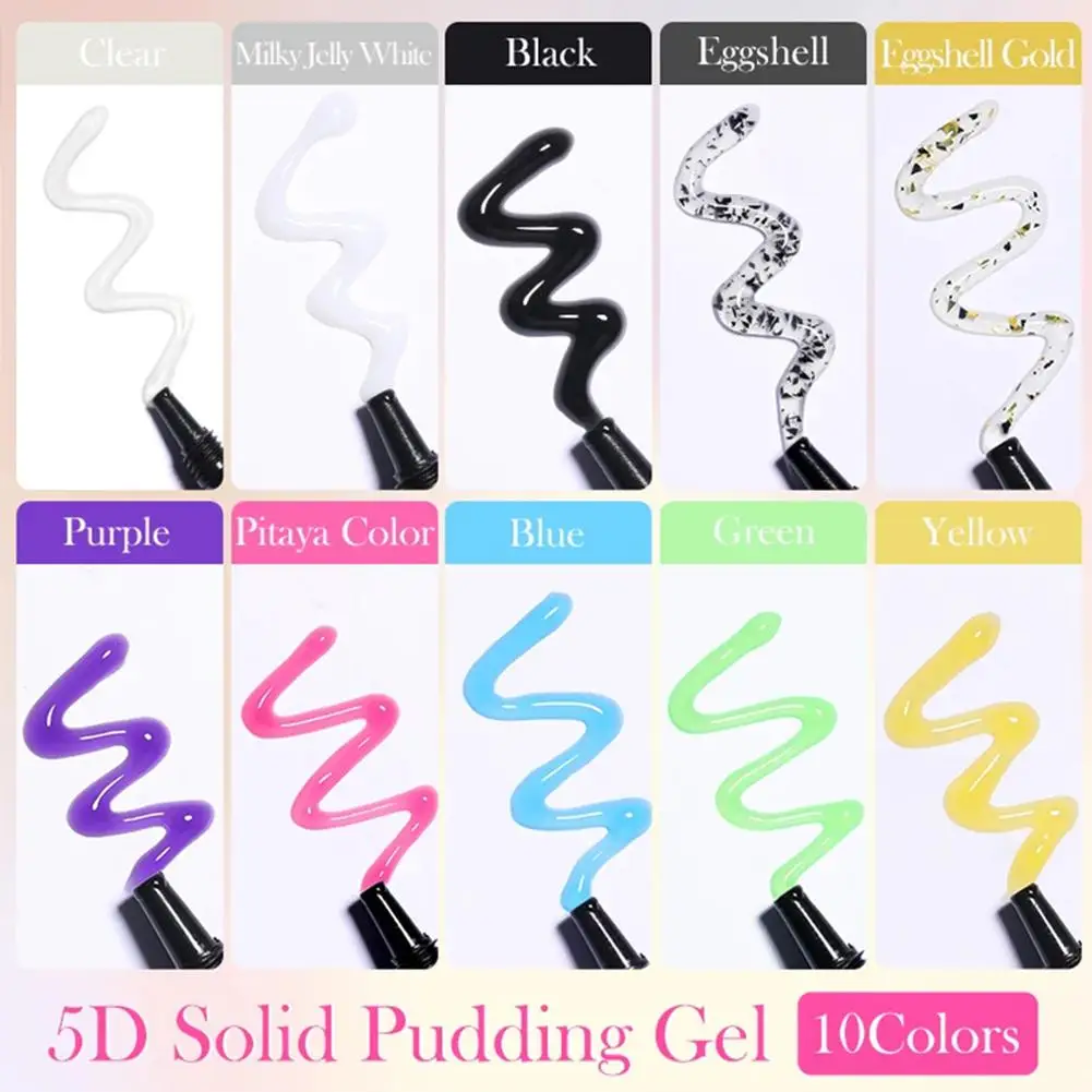 10ml 5D Solid Pudding Nail Gel Polish Korean Style Translucent Elastic Emboss Painting Liner Gel Nails Art Decoration N EWW