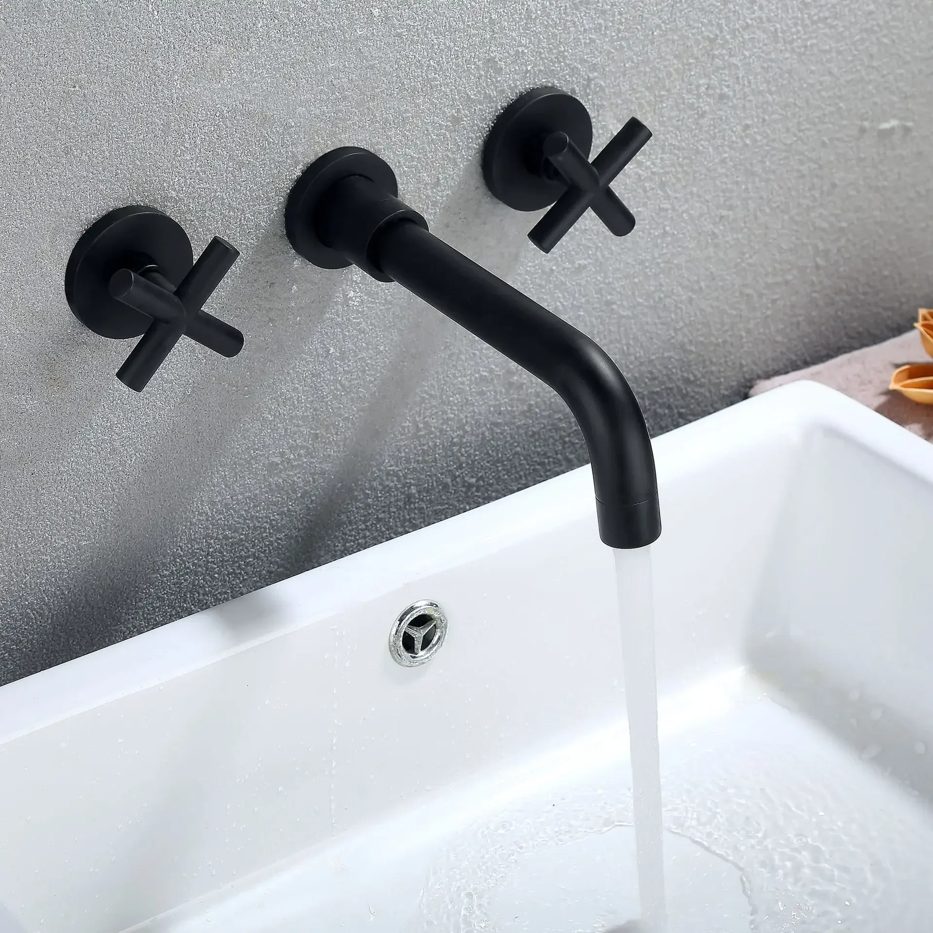 DurableAll Copper Concealed Faucet With Extended Water Nozzle Wall Mounted Cold And Hot Water Mixing Valve Wash Basin Faucet