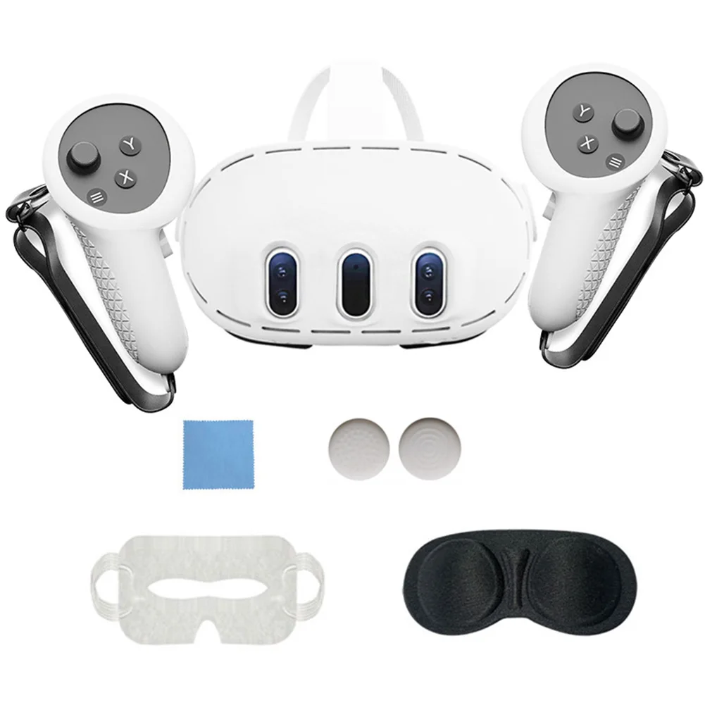 

Silicone Cover Set Controllers Grip Cover Protector Face Cover Lens Cover Headset Skin Accessories Compatible For Meta Quest 3