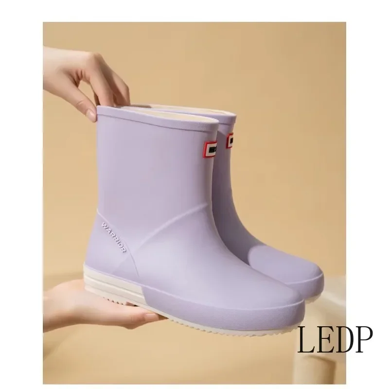 

Women's Midsole Waterproof Shoes Rain Boots Women's Waterproof Outdoor Thick Soled Anti Slip Cowhide Sole Work Rubber Shoes