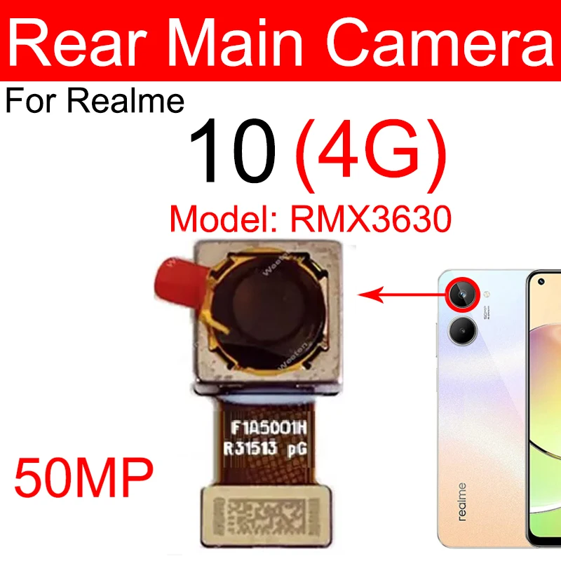 For Realme 10 10 Pro 10 Pro Plus 4G 5G Rear Back Main Front Facing Selfie Camera Module Flex Cable Parts