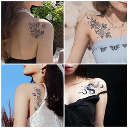 Juice Tattoo Semi-Permanent Waterproof Temporary Tattoo Stickers Snakes, Cats,Roses Juice Lasting 2Weeks Realistic Art Fake Taty