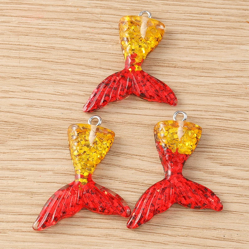 10 Stück modische, bunte Harz-Meerjungfrauen-Fischschwanz-Anhänger für die Schmuckherstellung, Ohrringe, Halsketten, Armbänder, DIY-Bastelbedarf – Detail 9