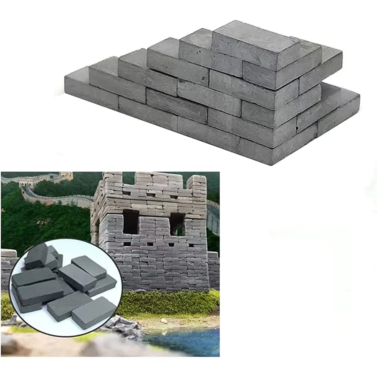 50pcs Miniature Gray Bricks - Tiny, Realistic, and Weathered Building Blocks for Dollhouses, Miniature Gardens, and DIY Models