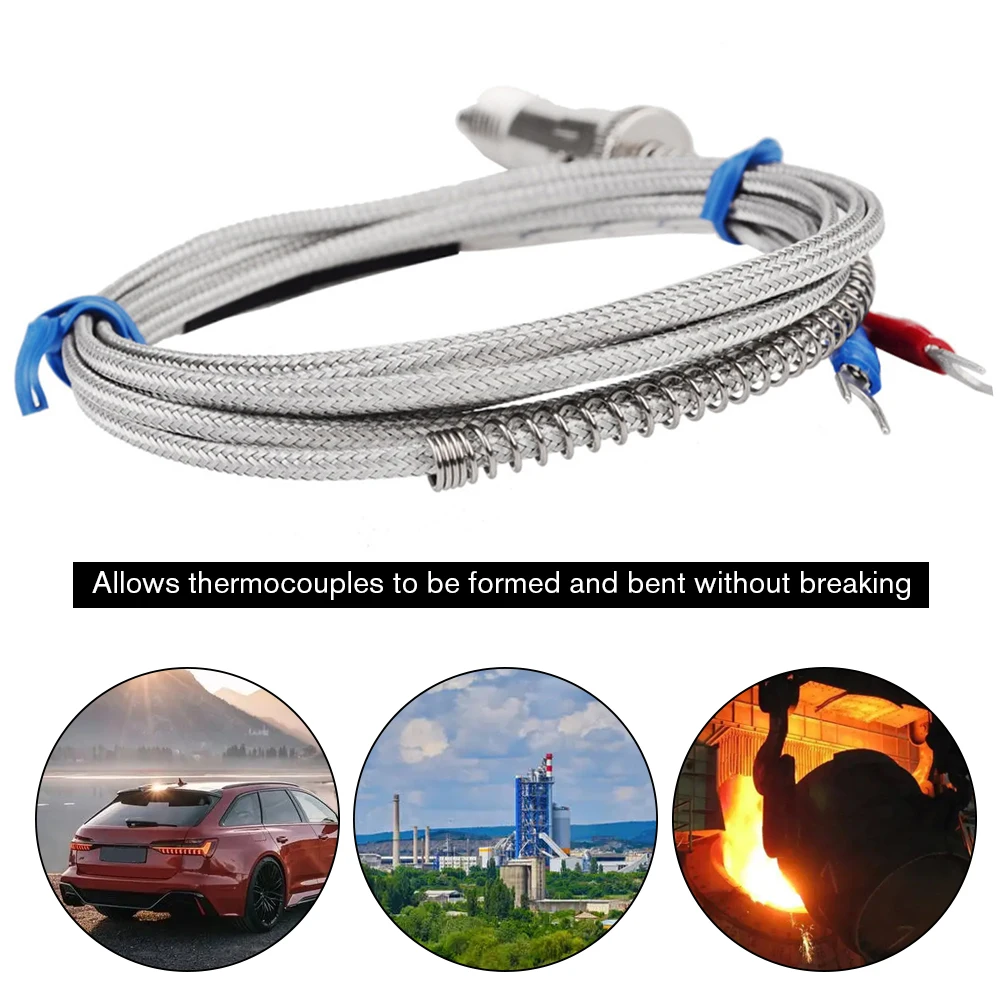 1~10m 베이오넷 M8 M12 K PT100 타입 압축 스프링 차폐 와이어 열전대 온도 센서 온도 조절기용