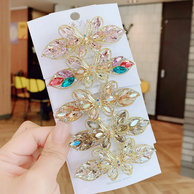 Korean Hair Accesories For Women Trends 2023 Hair Clip Metal Diamond Butterfly Ponytail Shining Hairpins Wedding Gift Headwear