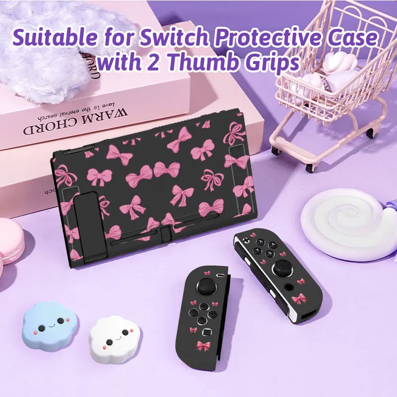 Schutzhülle für Switch NS/OLED, inklusive 2 wolkenförmigen Joystick-Kappen, rutschfestes und sturzsicheres Design, Spielekonsolen-Zubehör