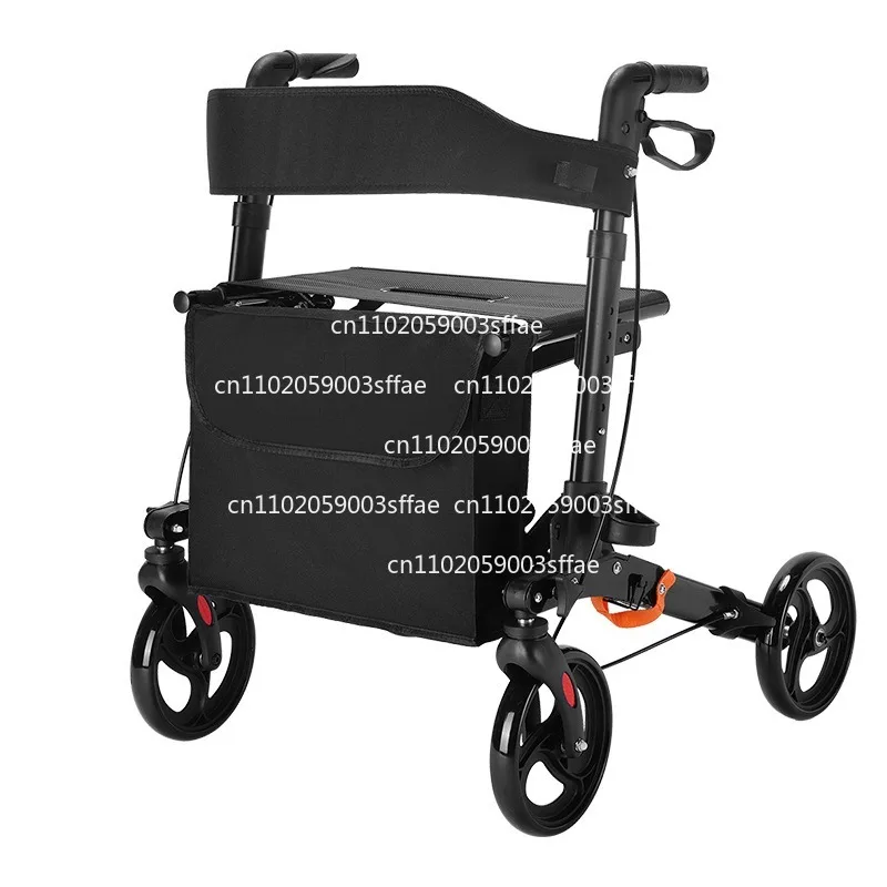 4 Wheels, Upright Walker Standing Up Folding Rollator Seat, Padded Armrest,