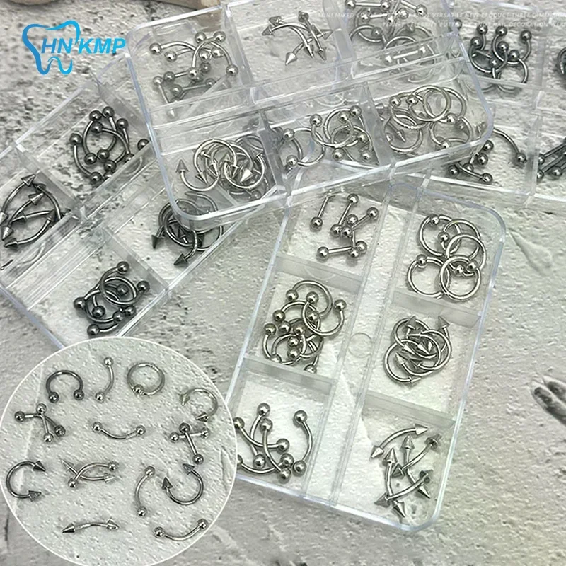 30pcs/box 6 Grids Nail Piercing Punk Charm Metal Alloy Pierced Black/White Nail Jewelry Decor 3D Nail Supply For Cool Girl