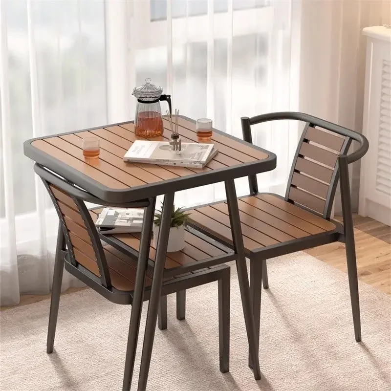 

Popular balcony leisure area layout villa simple outdoor table and chair combination household Internet celebrity tea table