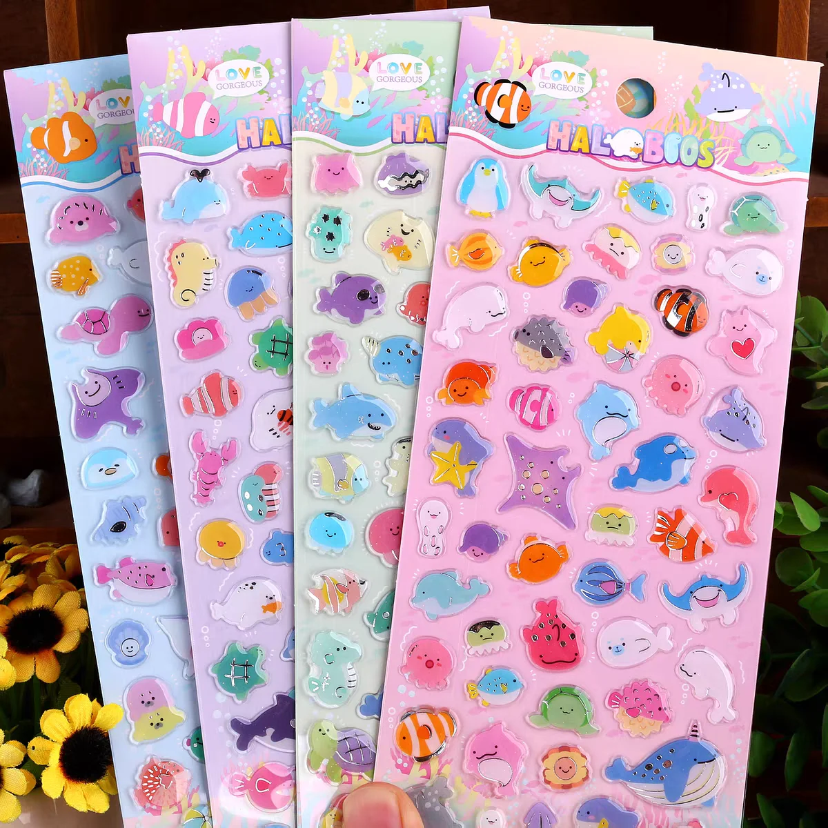 

4 pcs Sea Animals Shark Dolphin Fish Cartoon Stickers Scrapbooking Diy Journal Stationery Sticker Deco School Supplies Gift