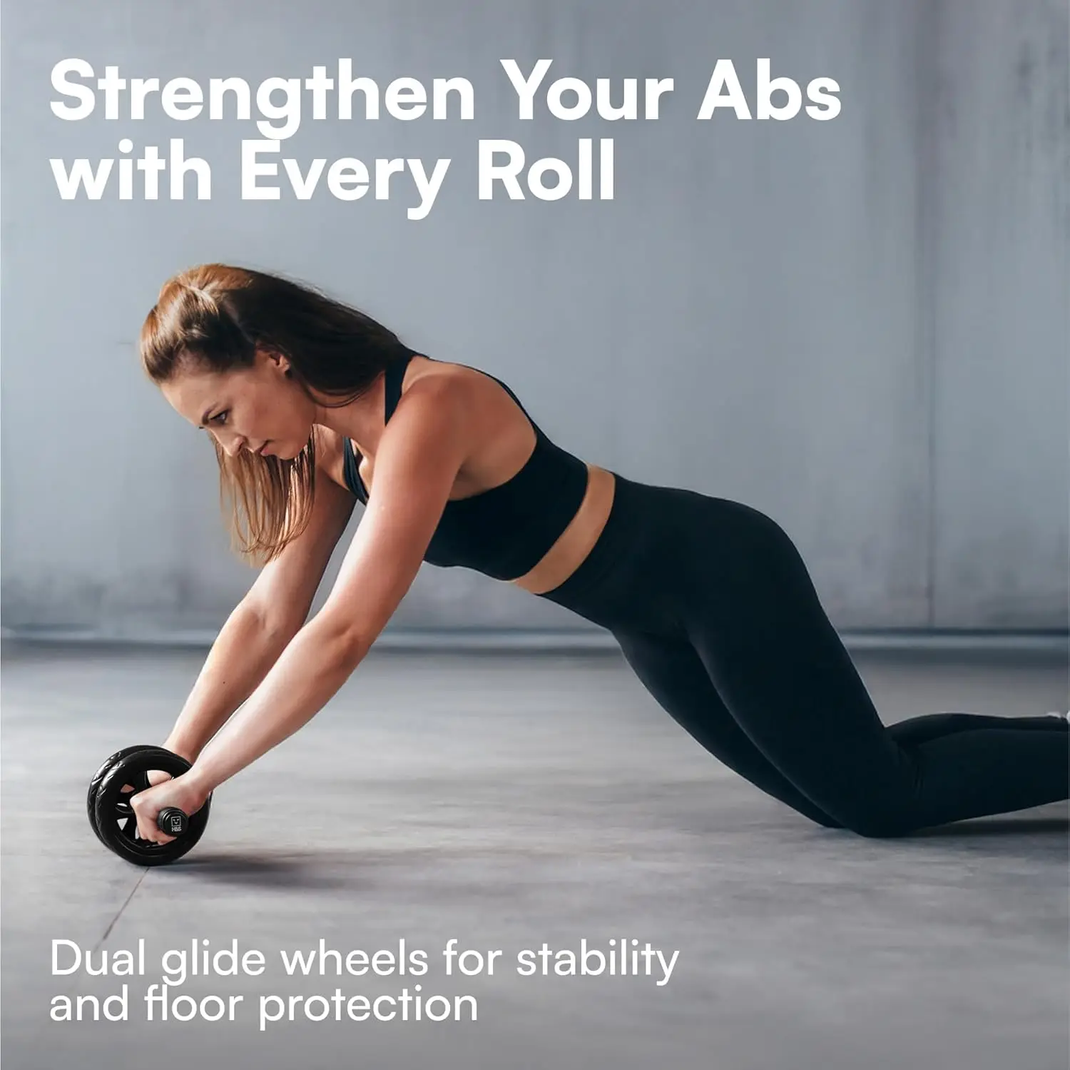 H&S Ab Roller Wheel For Abs Workout - Abdominal Core Exercise Equipment With Extra Thick Knee Pad Mat - w/Dual Glide Wheels - Ab