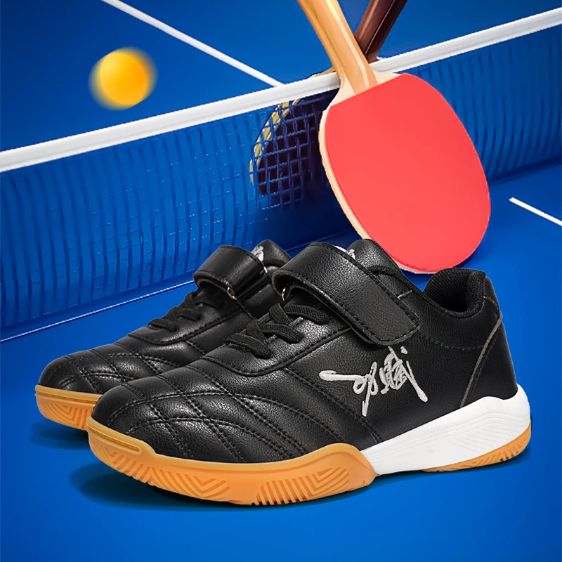 

2025 New Teenagers Table Tennis Shoes Non Slip Boys Tennis Sneakers Hook Loop Training Sneakers Lightweight Girls Sport Shoes