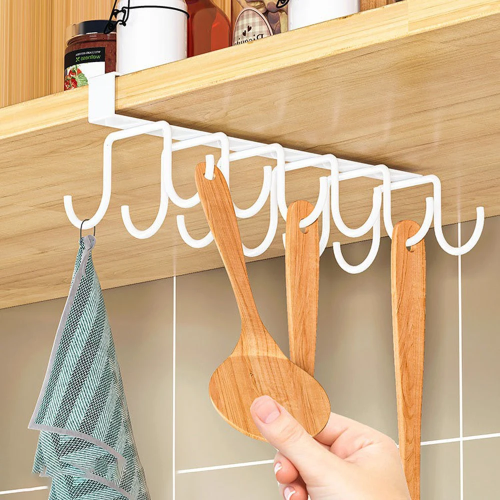 1pc casa simples cozinha dupla fileira gancho, pendurado traceless copo de ferro gancho, rack de suspensão para cozinha banheiro quarto