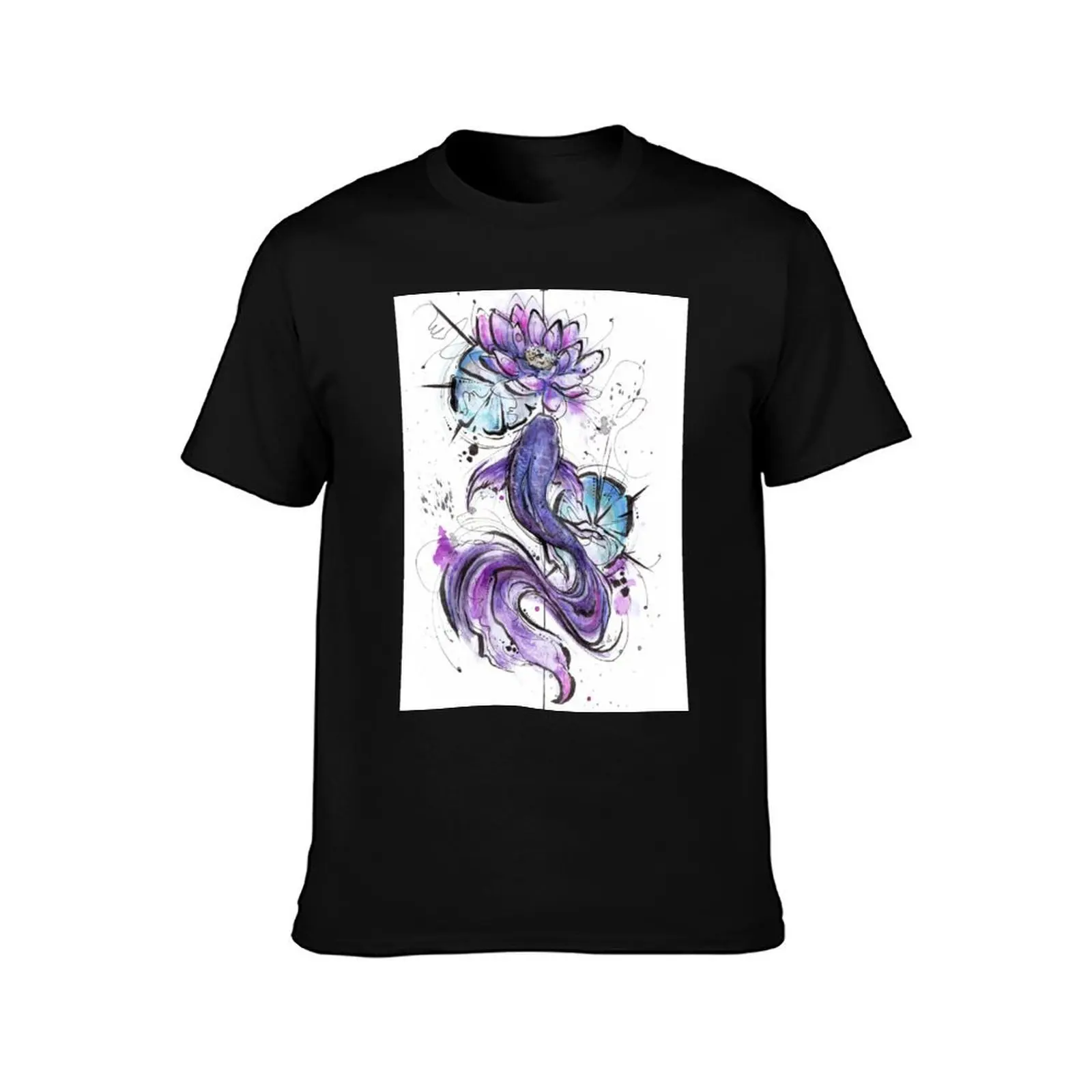Clear Water- Purple Koi Fish and Lily Pads T-Shirt Cool Feeling Summer Tee Shirt