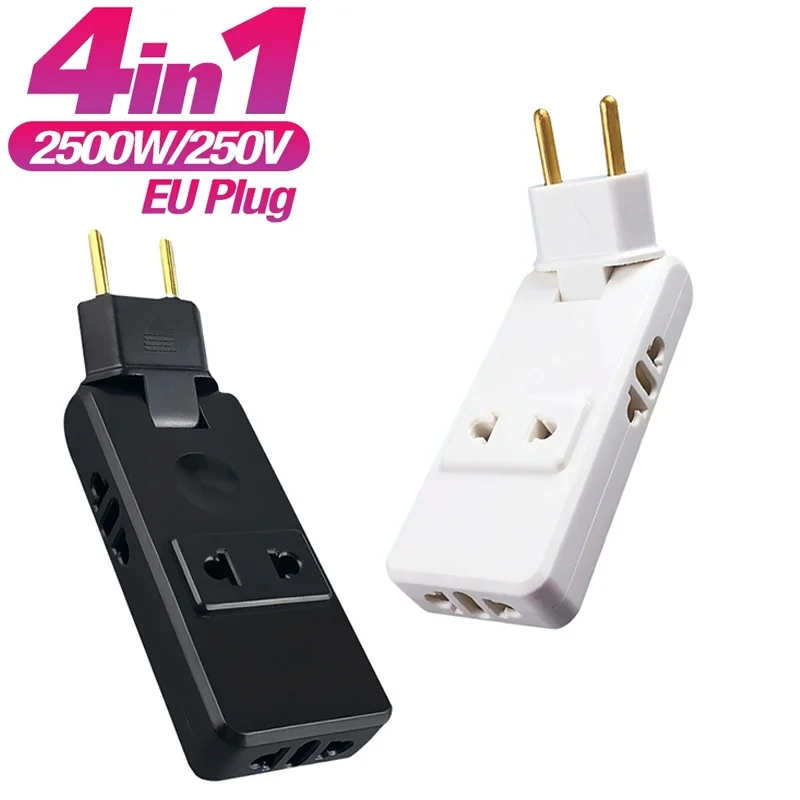 4 In 1 EU Plug Extenion Socket 180° Foldable France Germany Spain Plug Converter Outlet US To EU Plug Adapter Electrical Sockets