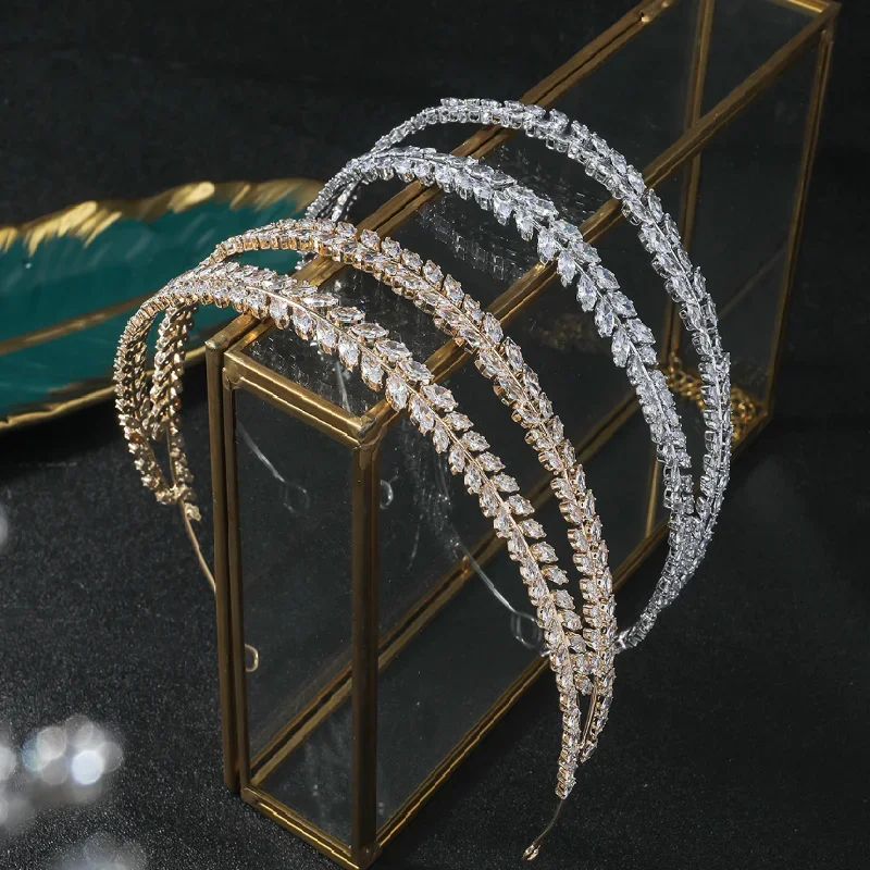 

Full Zirconia Bridal Headband 2024 Luxury Wedding Hair Jewelry Accessories Princess Bride Tiara Crown Women Prom Party Hair Band