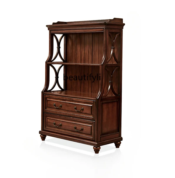 

American-Style Solid Wood TV Stand Retro Combination Hall Cabinet Floor Cabinet Curio Cabinet Living Room Furniture