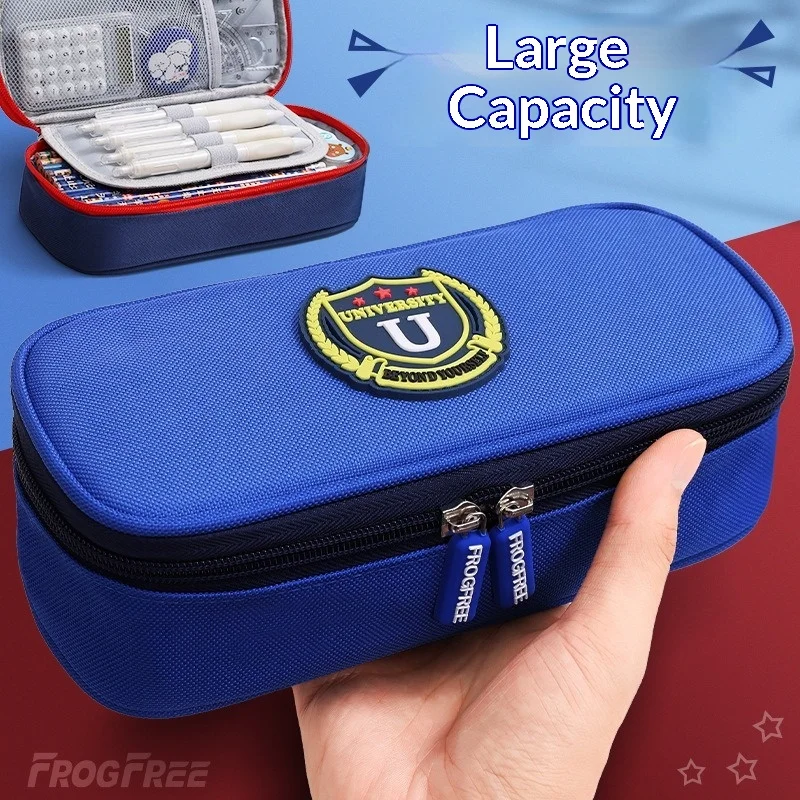 

Пенал в британском стиле для учащихся начальной школы, трехслойный пенал из ткани Оксфорд большой емкости