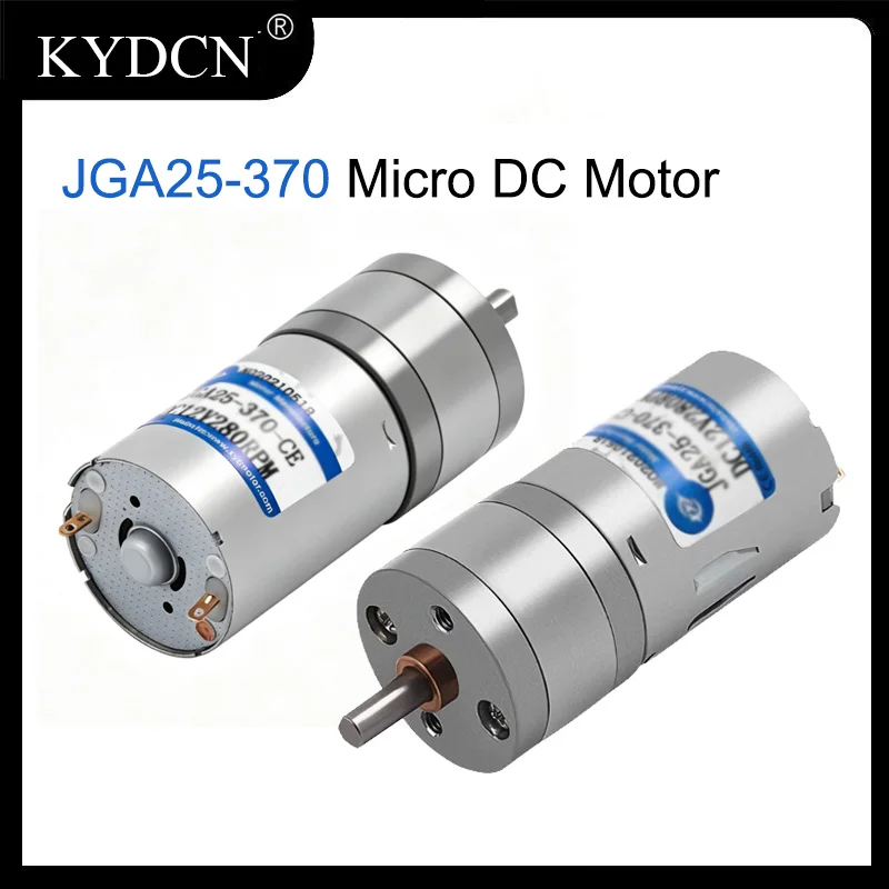 JGA25-370 25mm Micro DC Geared Motor 6V 12V 24V High Torque Low Speed Metal Reduction Motor 12-1360 RPM For DIY CNC Robot Parts