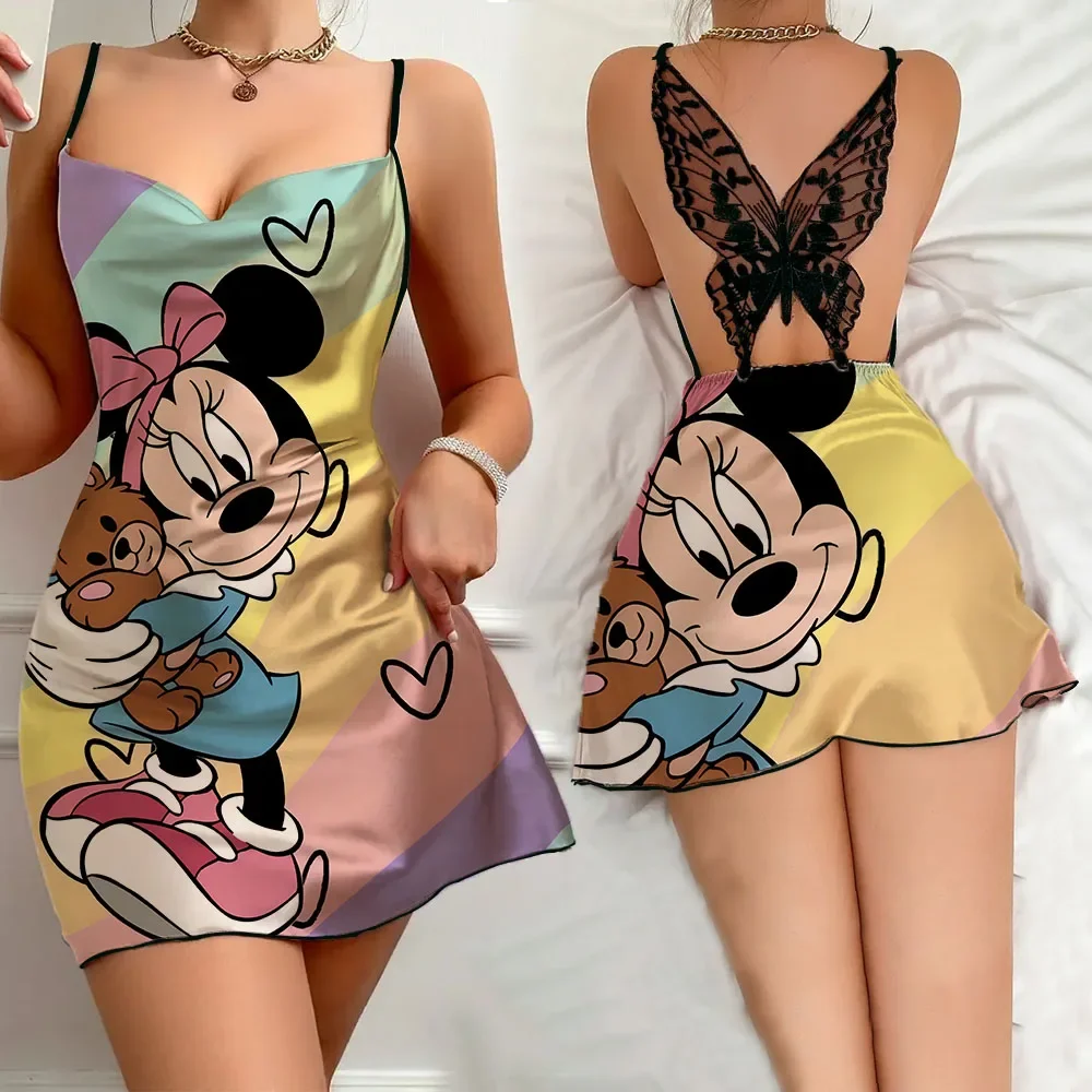 2024 Disney  Cartoon Pattern Women's Home Dress New  Summer Sexy Female Sleepwear Comfortable Women's Pajama Free Delivery