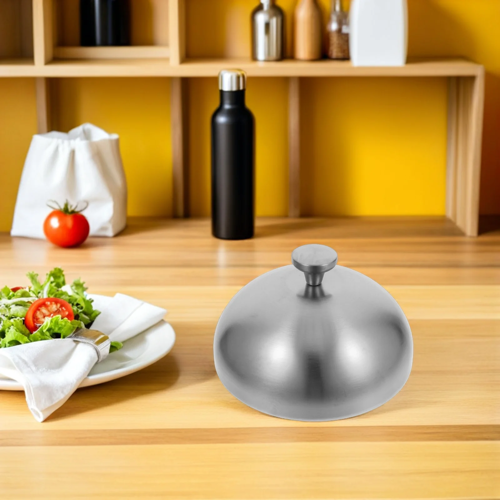 17 سنتيمتر الفولاذ المقاوم للصدأ الغذاء قبة غطاء الفضة غطاء الشواية المستديرة ل ذوبان الجبن زبدة الاحترار شريحة لحم تغطية برغر الطبخ #1