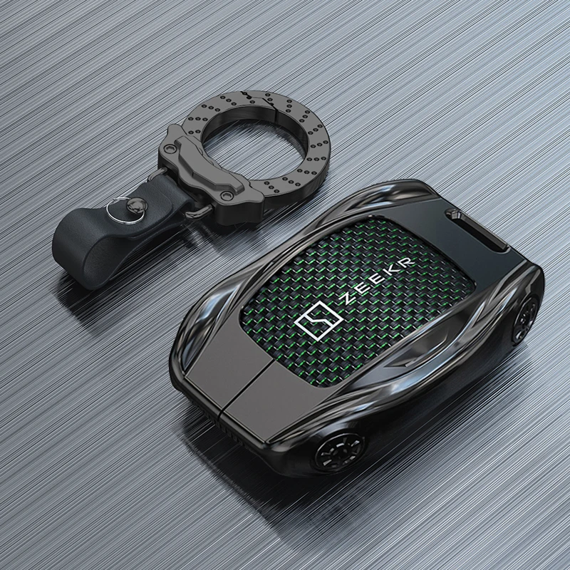 

For Zeekr 001 007 009 X 2024-2025 Zinc Alloy ABS Carbon Fiber Key Cover Keychain Key Case for Car Accessories