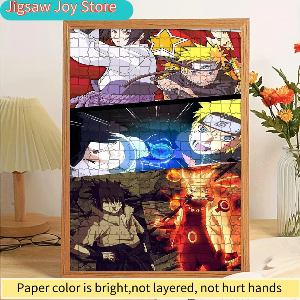 

Бумажная головоломка «Эволюция Наруто Узумаки и Саске Учихи», динамичное аниме-изображение с их культовыми формами, техниками Расенган и Шаринган.