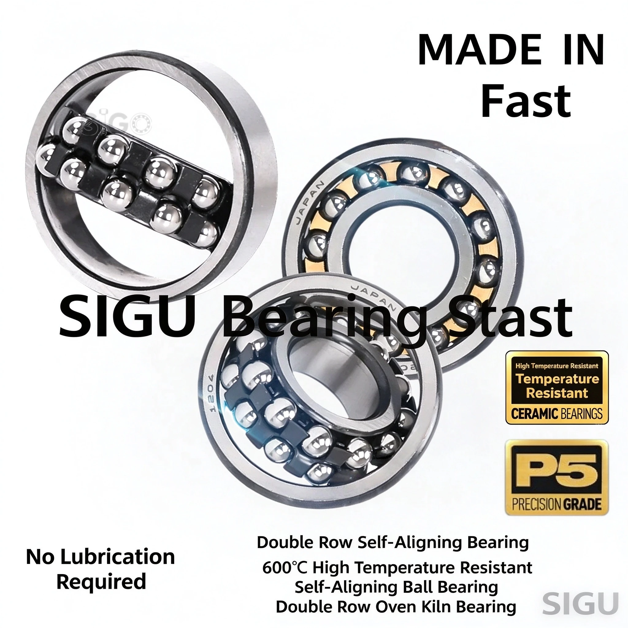 Japan Imported Self-Aligning Ball Bearing 600℃ Temperature Resistant 1311 1312 1313 1314 1315 1316 1317 1318 1319 1320 1321 1322