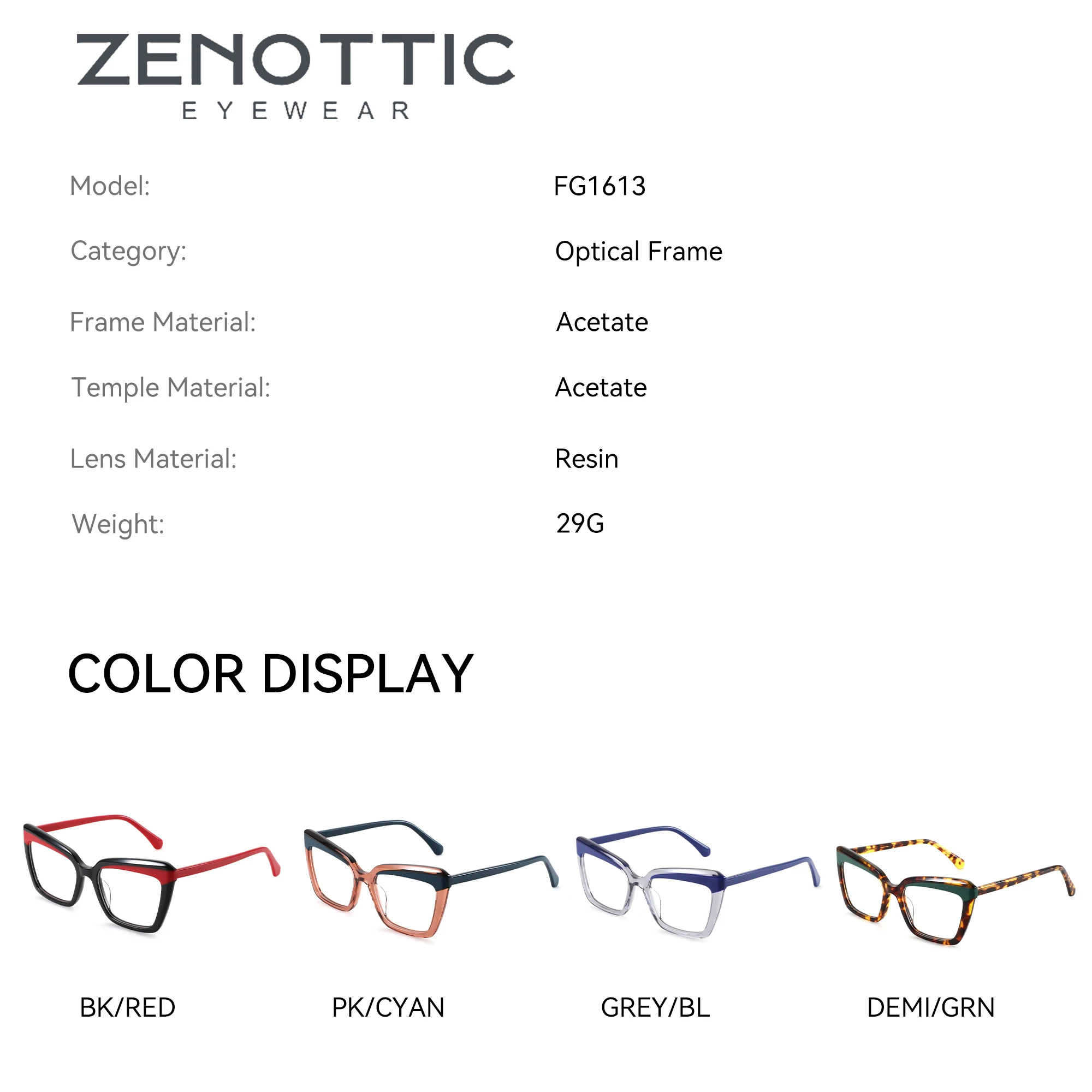 ZENOTTIC S حجم موضة عين القط تخرج نظارات متعددة البؤر اللونية أنيق خلات والمعادن قصر النظر العدسات للمرأة #4