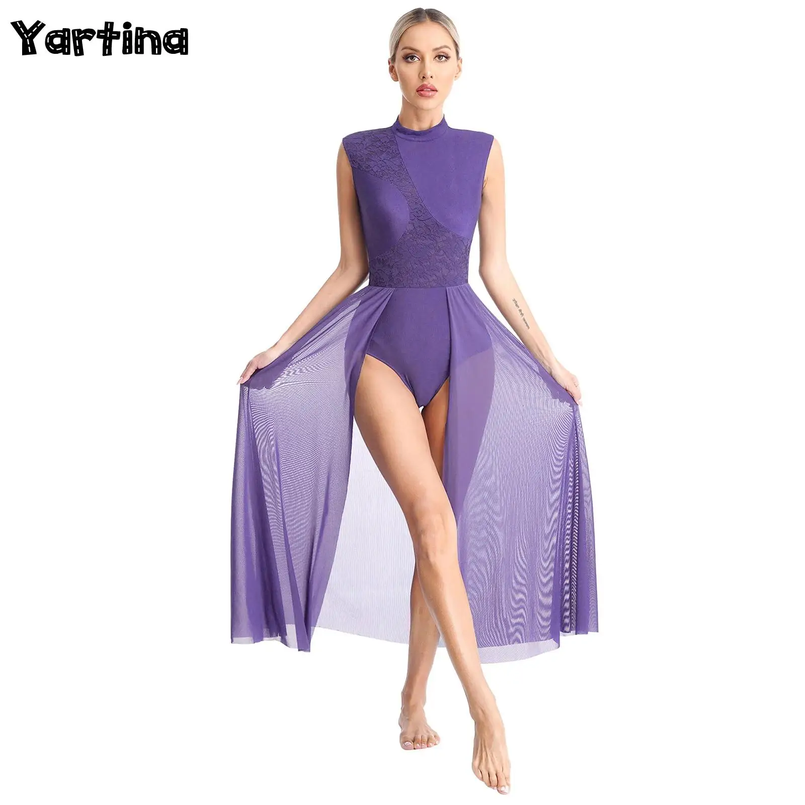 

Womens Adult Floral Lace Ballet Lyrical Dance Costume Gymnastics Leotard Figure Skating Contemporary Modern Leotard Prom Dresses