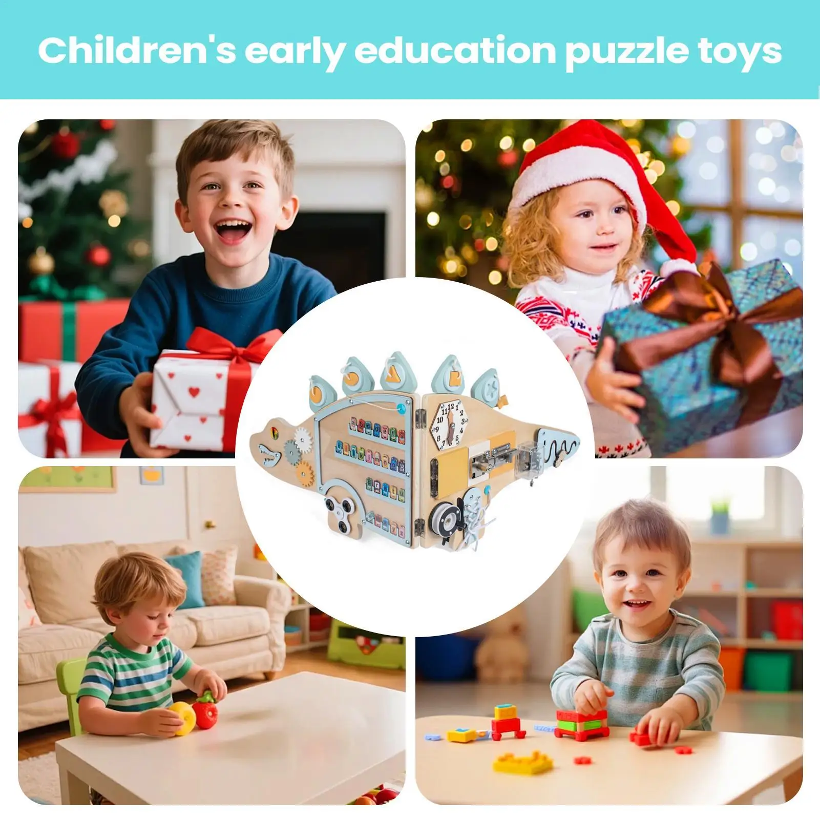

Wall Sensory Board Wooden Dinosaur Shape Educational Toy Activity Wall Sensory Board For Children Boys Girls Family Home Living