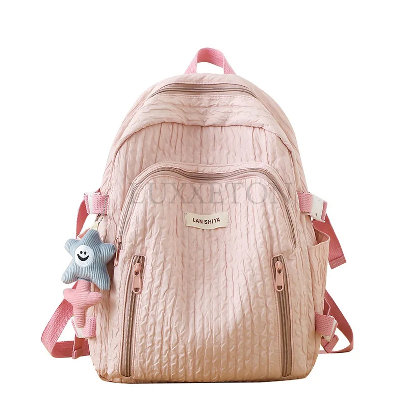 Student Backpack Large Capacity Waterproof Fashion Letters Solid Color Girls Teenagers Casual School Bags School Supplies