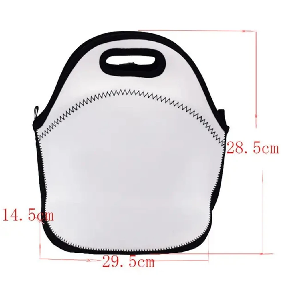 Thermal Sublimation Customize Logo Print Blank White Neoprene Insulated Lunch Bag/Box With Straps