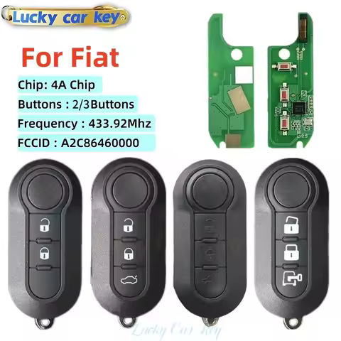 LUCKY 2/3Button Flip Remote Key HITAG AES 7945 4A Chip 433Mhz A2C86460000 Fob For Fiat Strada MOBI UNO Fiorino E MAIS Car Key