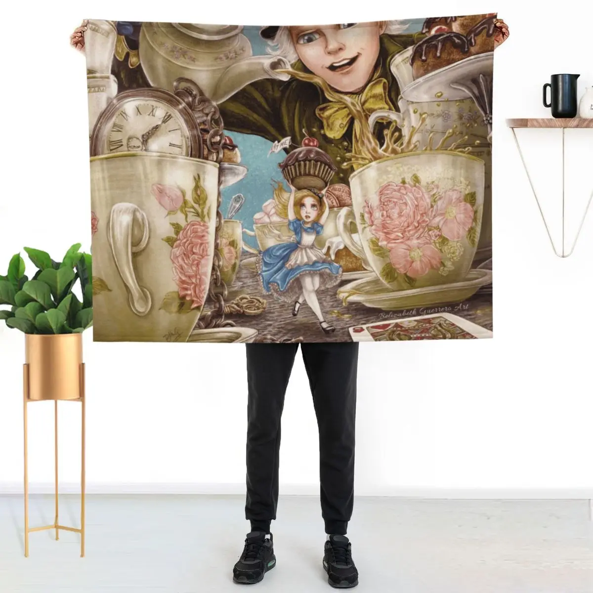 

Alice Mad Tea Party Throw Blanket Soft Cozy Blanket for Pet Kids Adults