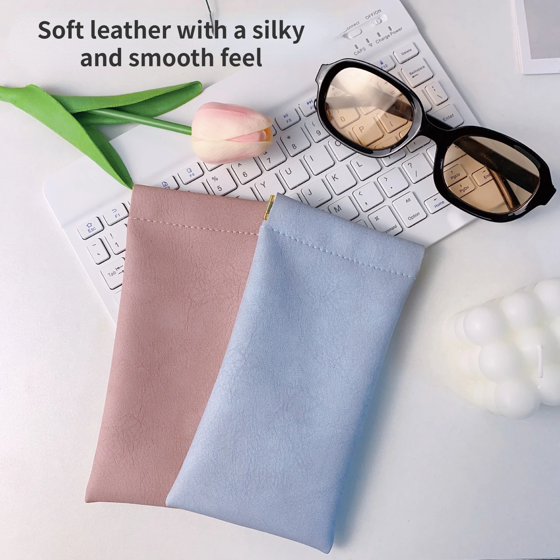 

1 Piece Set of Minimalist Soft PU Sunglasses Holder for Daily Portable Squeezing Top Leather Glasses Case Storage Bag