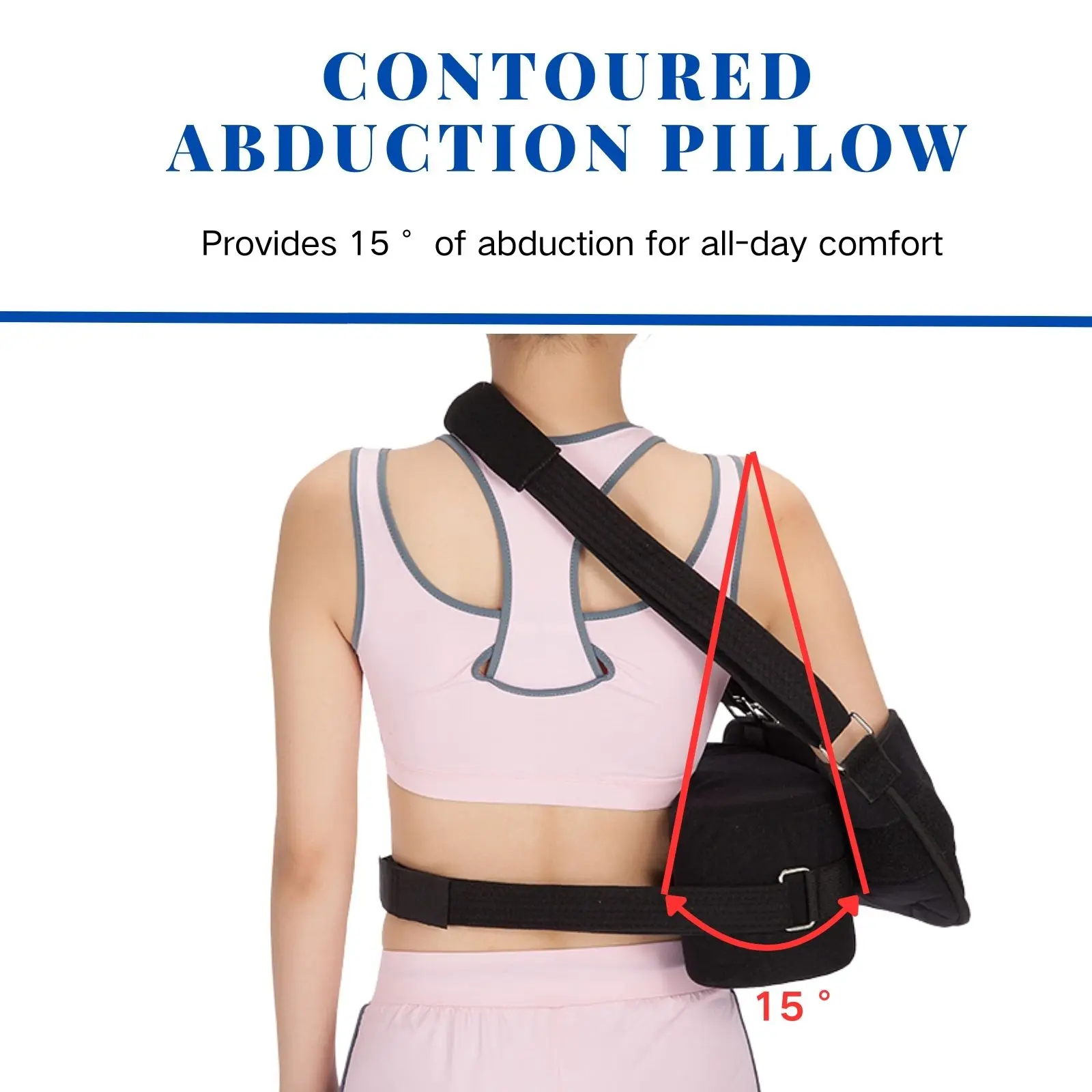 Abducted Shoulder Sling Immobilizer, Rotator Cuff Support Brace with Pillow and Exercise Ball for Arm Pain Relief