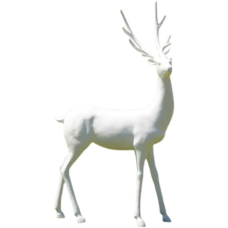 

White abstract sika deer ornament fiberglass animal white elk sculpture outdoor large garden