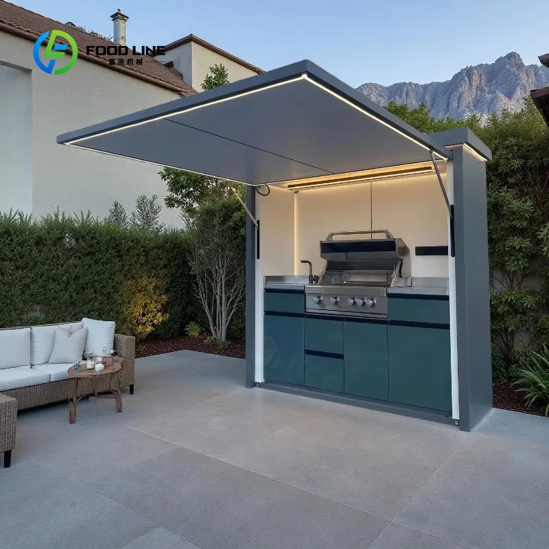 Customized Garden Kitchen with Modular Cabinets and Grill Island Outdoor Kitchen Cabinets