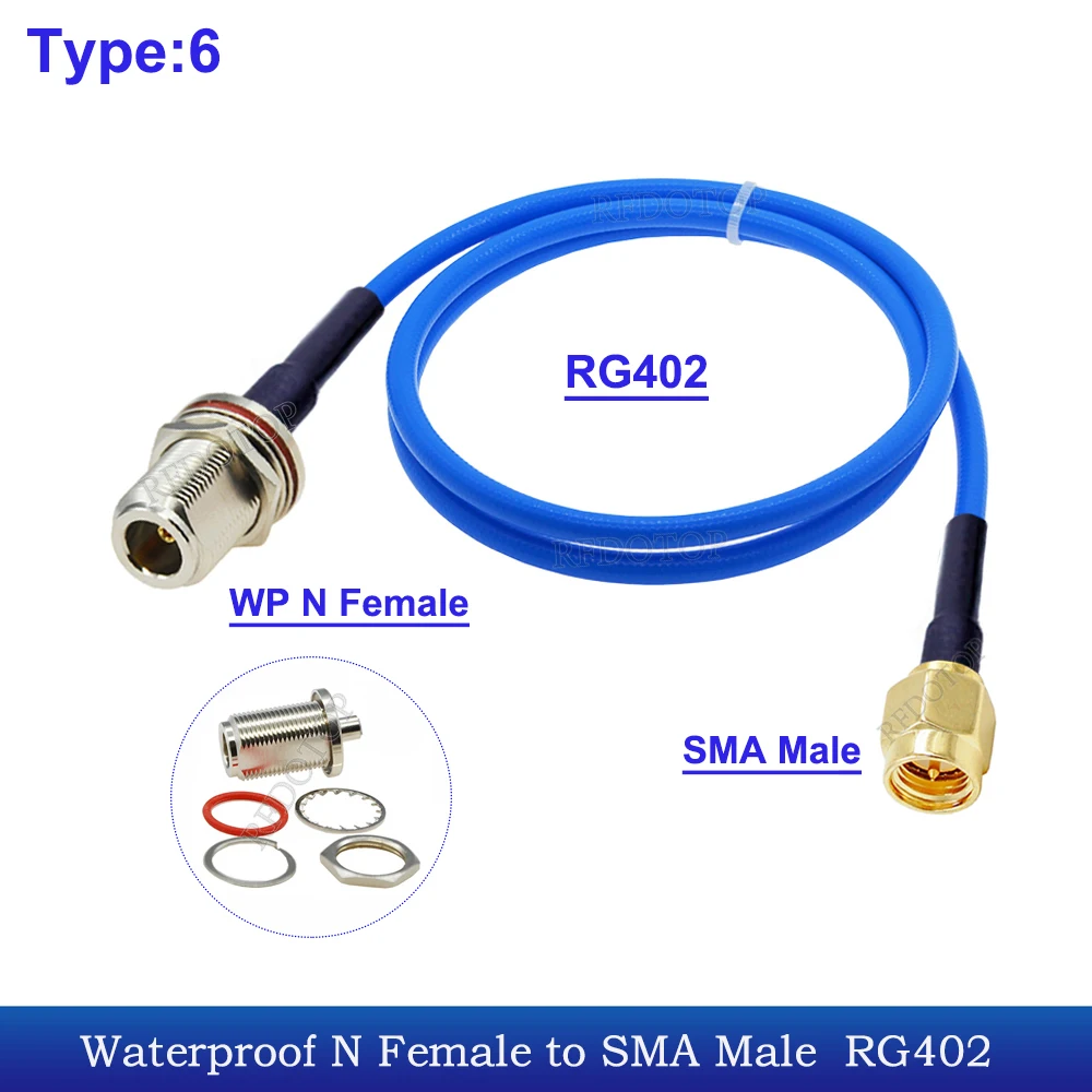 RG-402 Cable Waterproof N Female to SMA Male/Female Connector 50Ohm Semi-Felxible RG402 RF Coaxial Pigtail Extension Cord Jumper