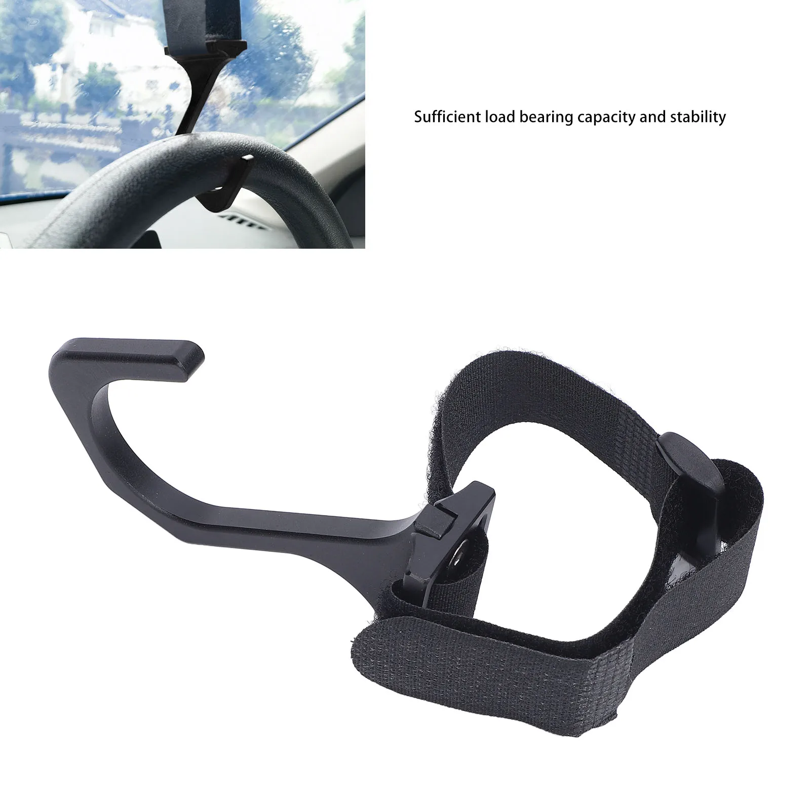 

Aluminum Steering Wheel Hook with Adjustable Nylon Strap Quick Release Scratch Proof Rearview Mirror Steering Wheel Hook