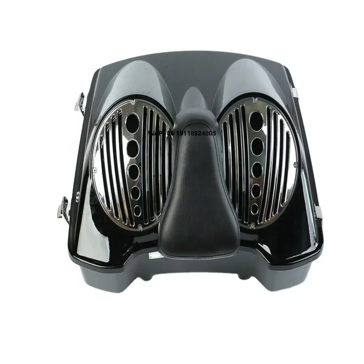 Black Double 8 Inch Speaker Lid W Backrest for Touring 1994-2013 razor Chopped King Tour Pak Trunk